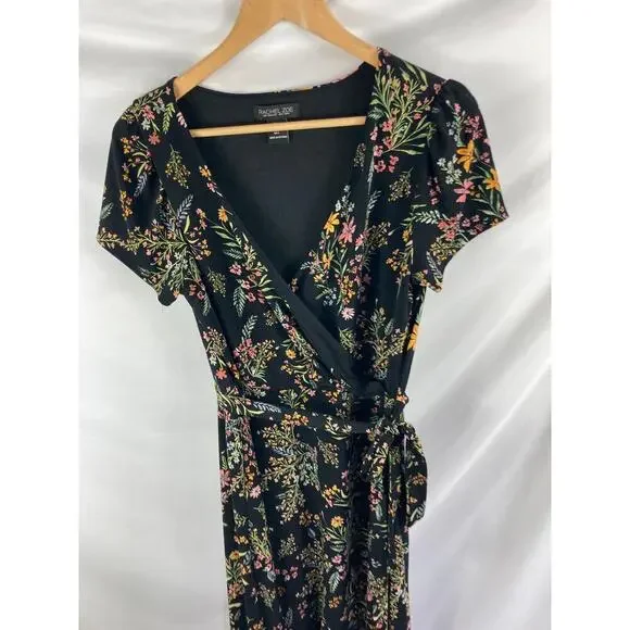 Rachel Zoe Floral Print Tie Waist Midi Dress Size Large - Picture 2 of 4